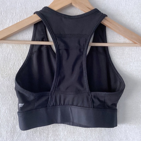 Fabletics On-The-Go Medium Impact Sports Bra Woman’s Size Small Black Pocket - Picture 4 of 8
